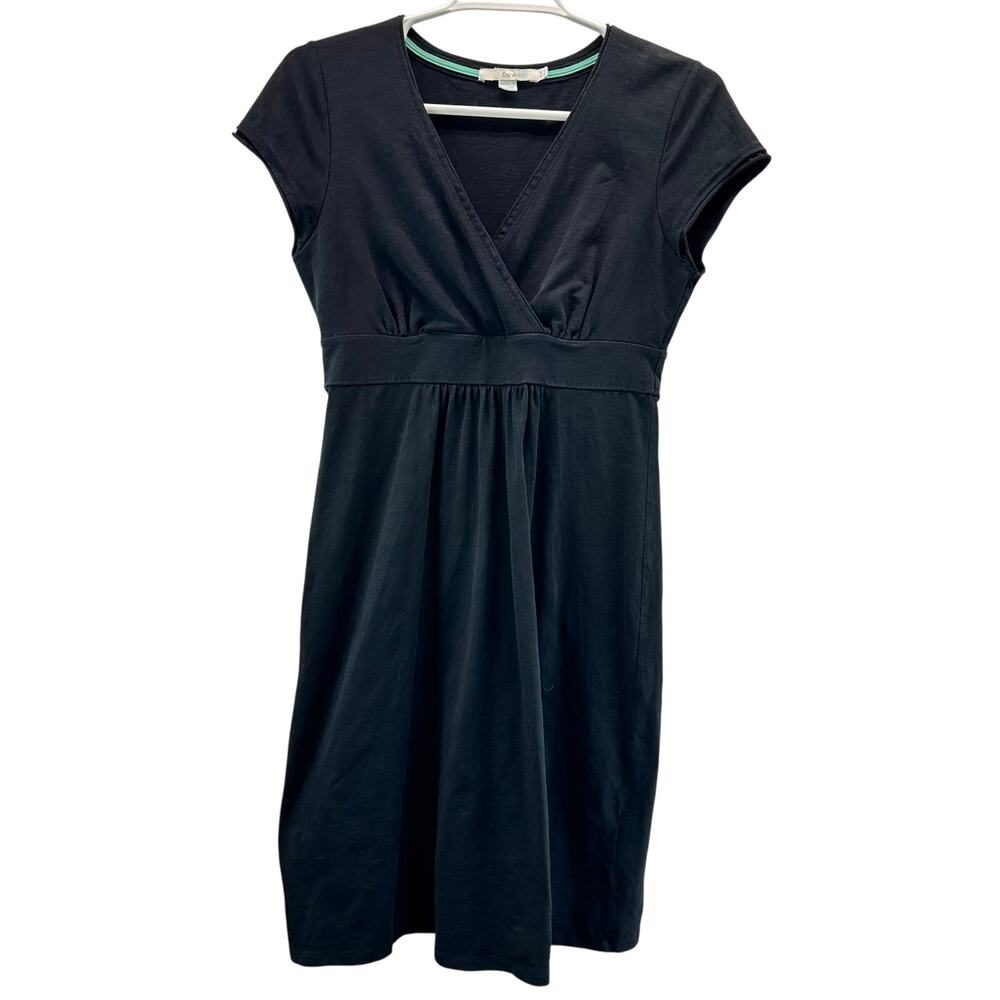 Boden Jersey Knit Dress Surplice Neckline Dark Grey Short Sleeve 4P